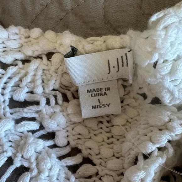 NWT J. Jill White Crochet Cotton Knit Sweater size Large - Picture 7 of 15